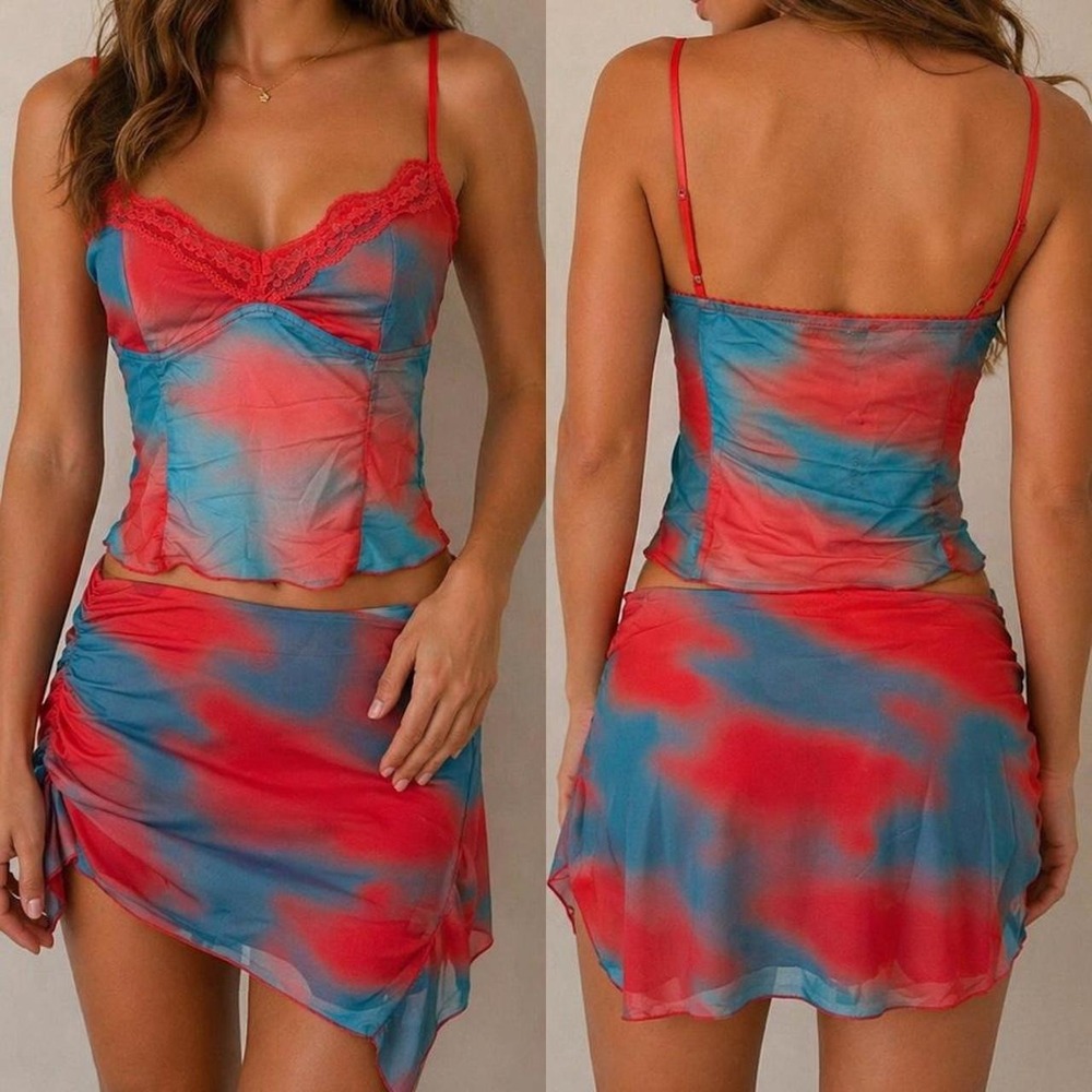 Y2K Tie-Dye Lace Trim Mini Set 💖✨